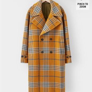 ITALIAN DOUBLE BREASTED OFFICER COAT IN CHARTREUSE PLAID XL